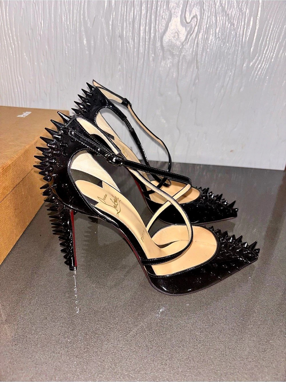 Christian Louboutin Goldocross Spiked Heels SZ. 39 - Picture 2 of 9